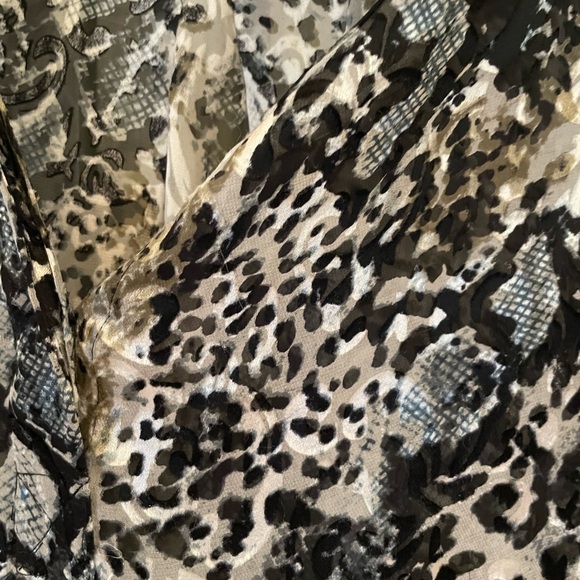 Alice + Olivia Black and Cream Snake-Print Sheer Blouse - Picture 2 of 5